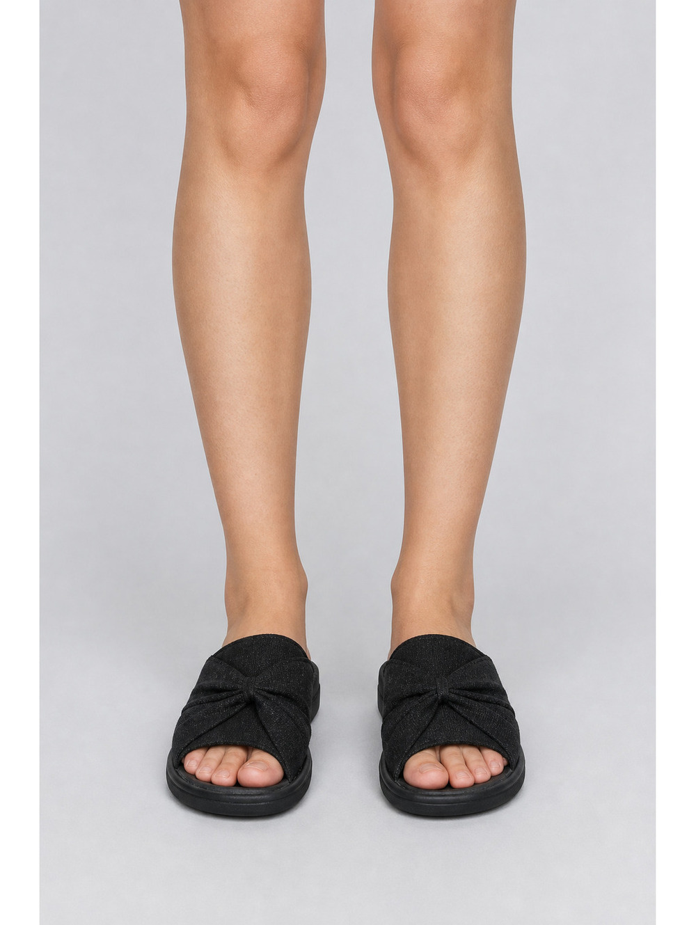 Zees Black Bow Cross Top Sandal